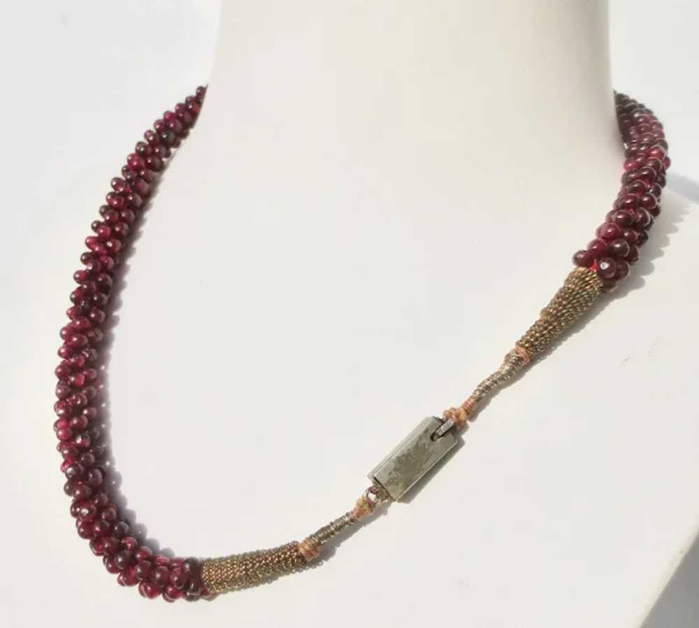 Czechoslovakian Garnet Necklace and Earrings circ… - image 4