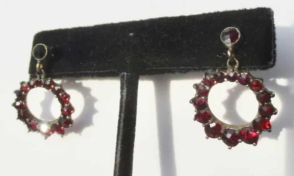 Czechoslovakian Garnet Necklace and Earrings circ… - image 5