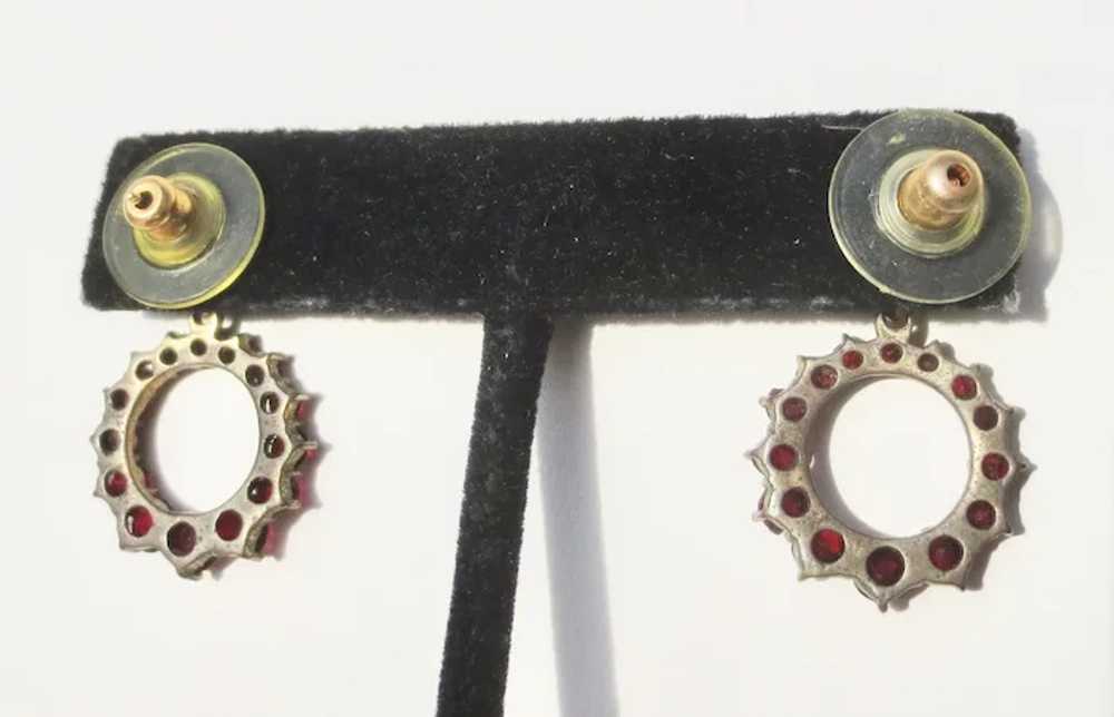 Czechoslovakian Garnet Necklace and Earrings circ… - image 6