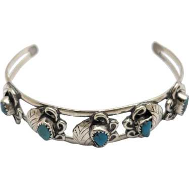 Mixed Metal Silver Turquoise Cuff Bracelet - image 1