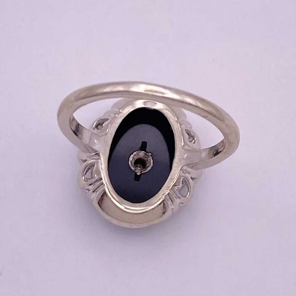 Vintage Onyx and Diamond Ring 10K White Gold - image 5