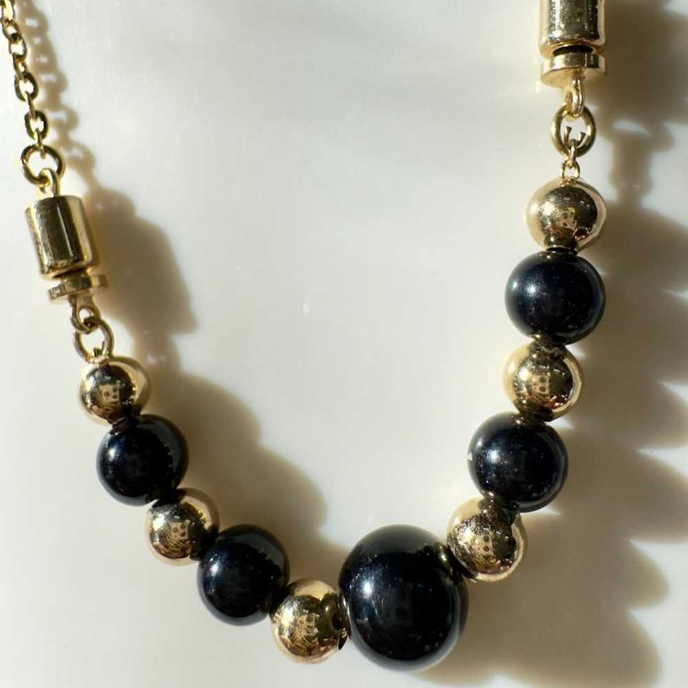 Vintage gold and black onyx beadedNecklace - image 1