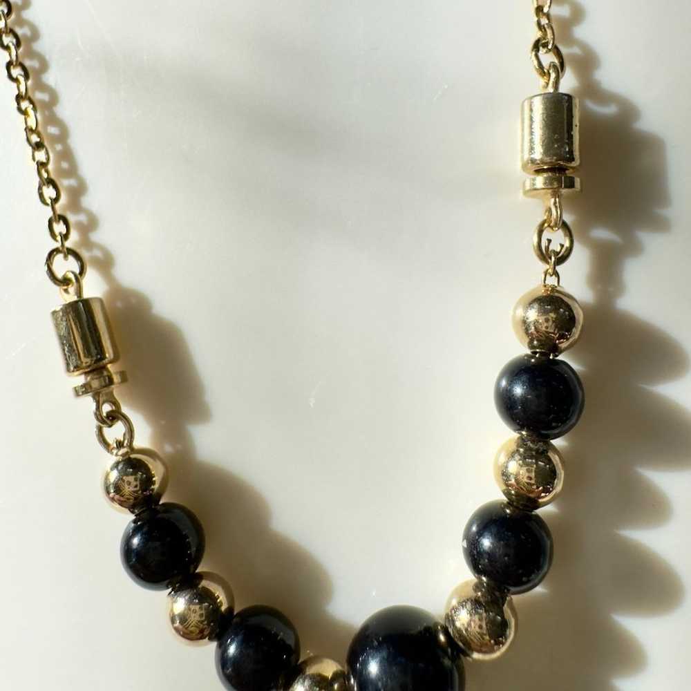 Vintage gold and black onyx beadedNecklace - image 2