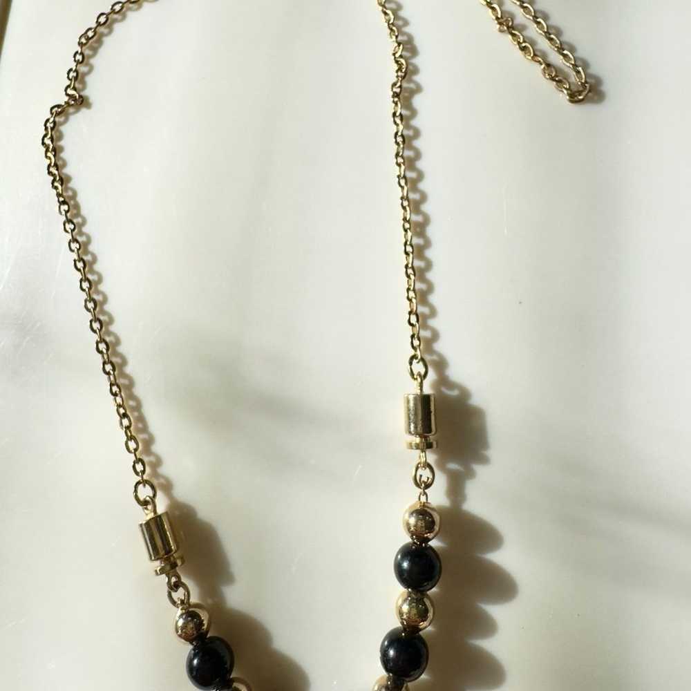 Vintage gold and black onyx beadedNecklace - image 6