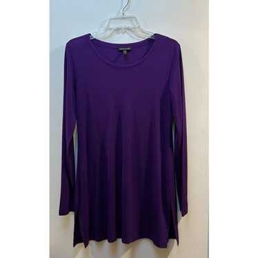 Eileen Fisher 100% silk violet purple long sleeve… - image 1