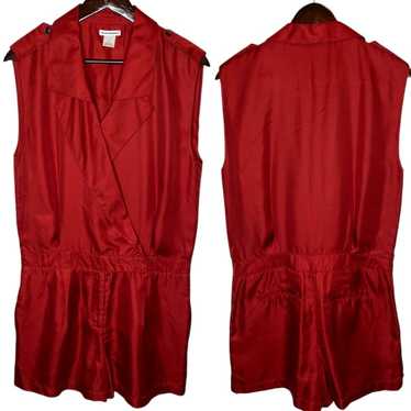 Club Monaco Silk Sleeveless Romper Red Utility, si