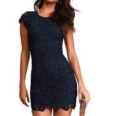 LULUS Hidden Talent Navy Floral Lace Backless Cap… - image 1