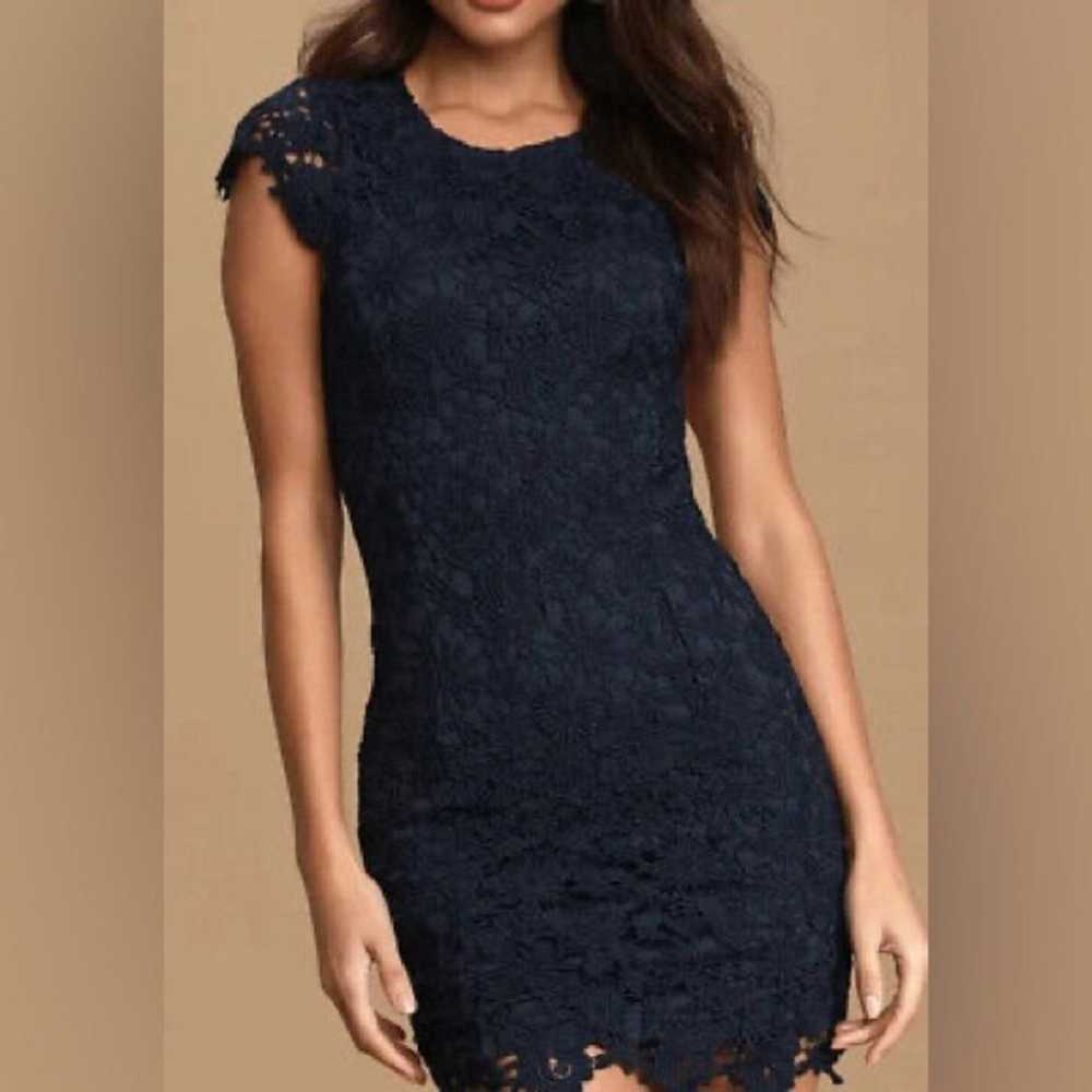 LULUS Hidden Talent Navy Floral Lace Backless Cap… - image 3