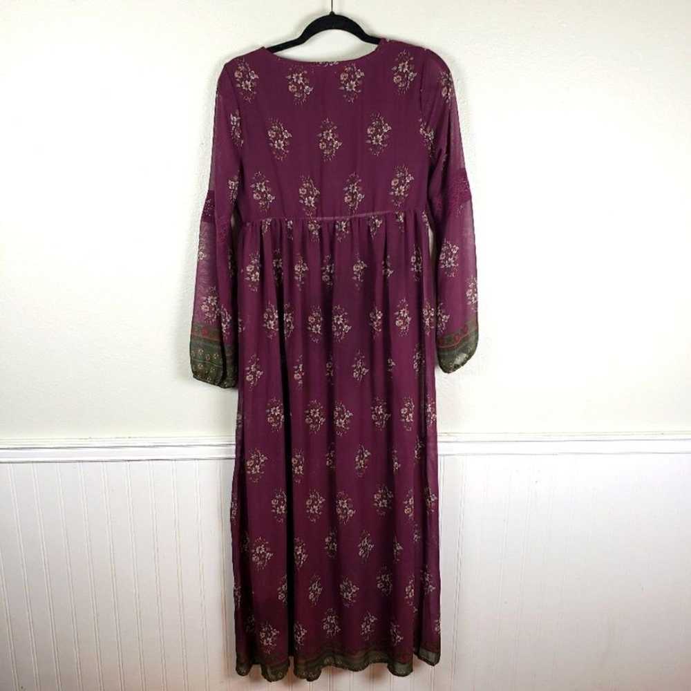 Women's Boho Hippie Cottagecore Long Burgundy Whi… - image 2