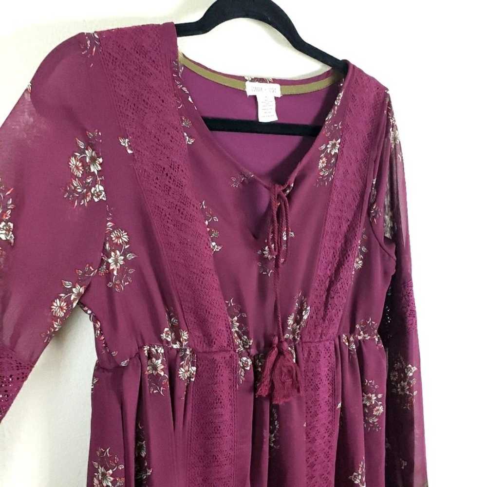 Women's Boho Hippie Cottagecore Long Burgundy Whi… - image 3