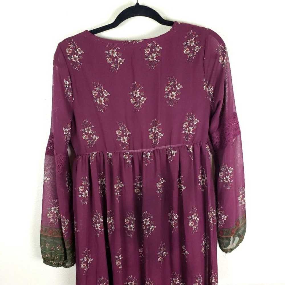 Women's Boho Hippie Cottagecore Long Burgundy Whi… - image 5