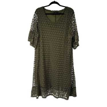 Lane Bryant Olive Green Crochet Dress