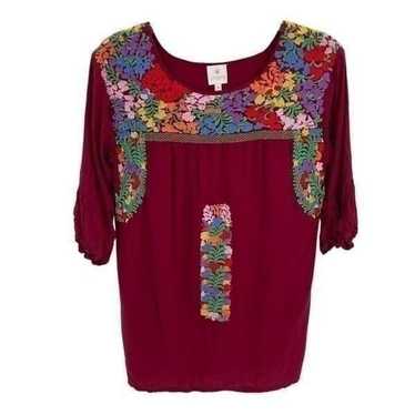 J Marie Floral Embroidered Bell Sleeve Bianca Dres