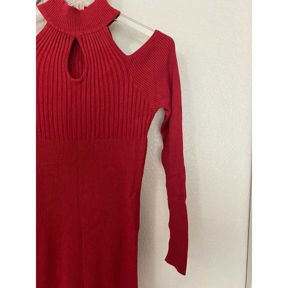 BeBe red large fitted ribbed dress - image 4