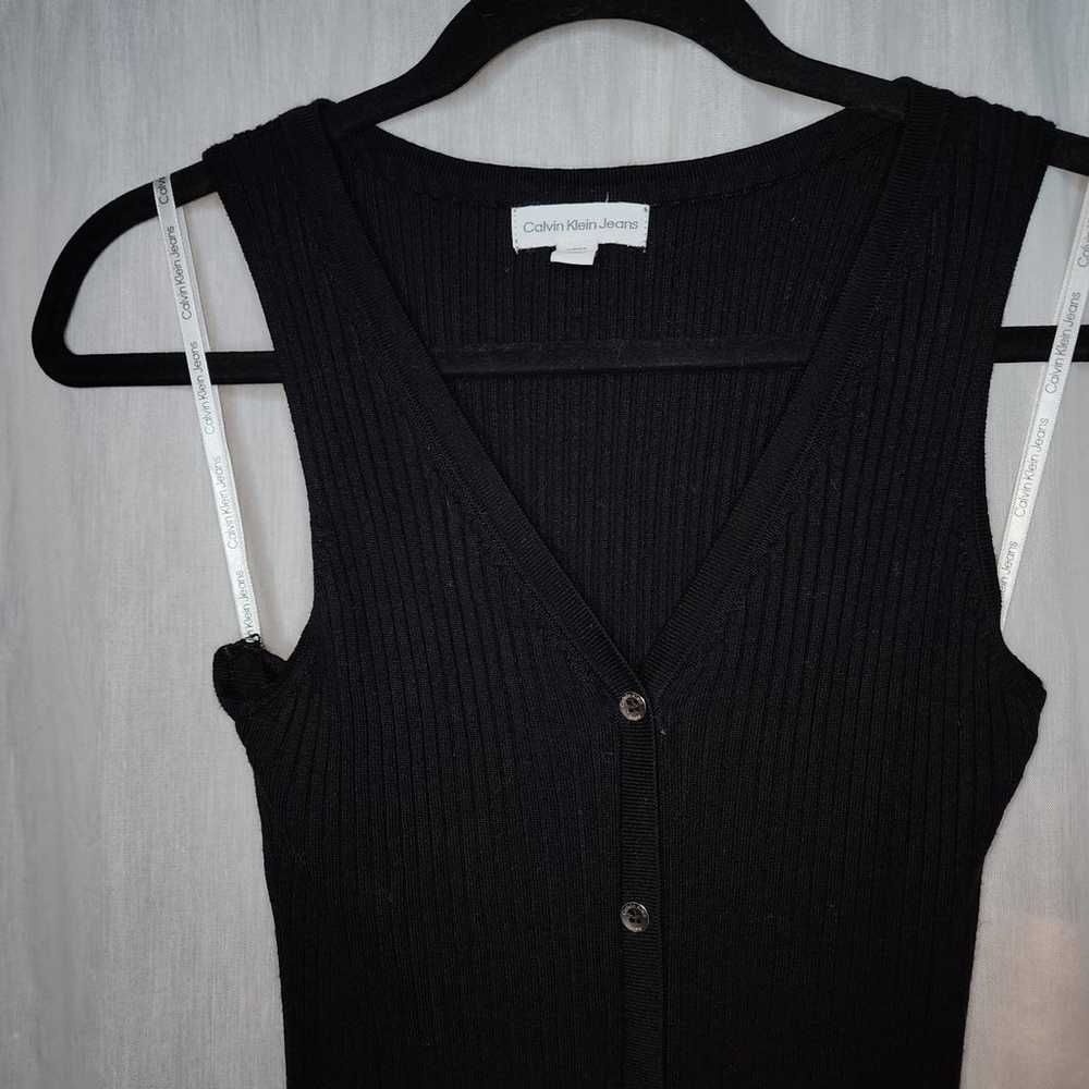 Calvin Klein Black Smooth Rib Sweater V-neck  Mid… - image 4