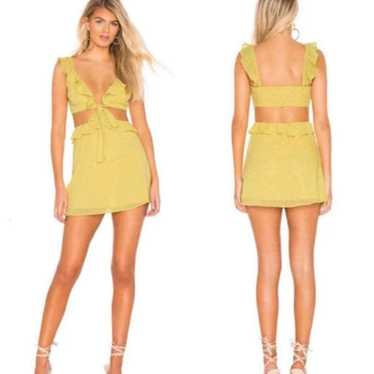 Privacy Please Yellow Ruffle Two Piece Textured D… - image 1