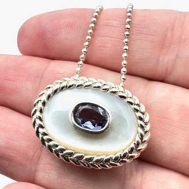 Designer Womens Necklace Sterling Silver Amethyst 