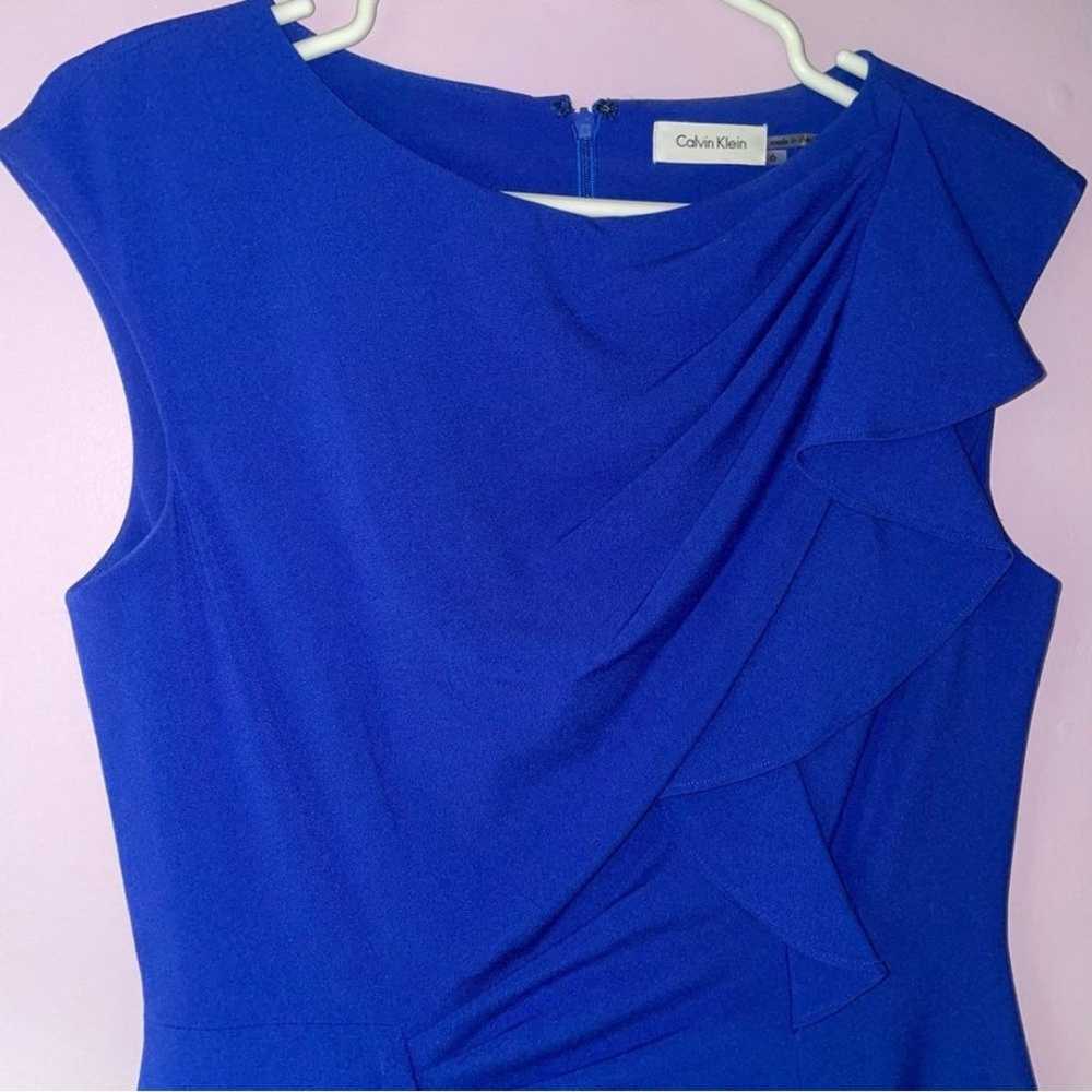 Calvin Klein Dress Size 6 Midi Sheath Cobalt Blue… - image 2