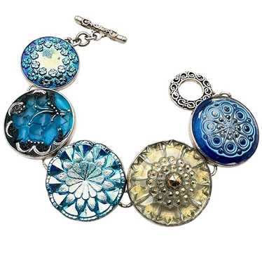 Amy Kahn Russell Bracelet Sterling Silver Blue Fa… - image 1