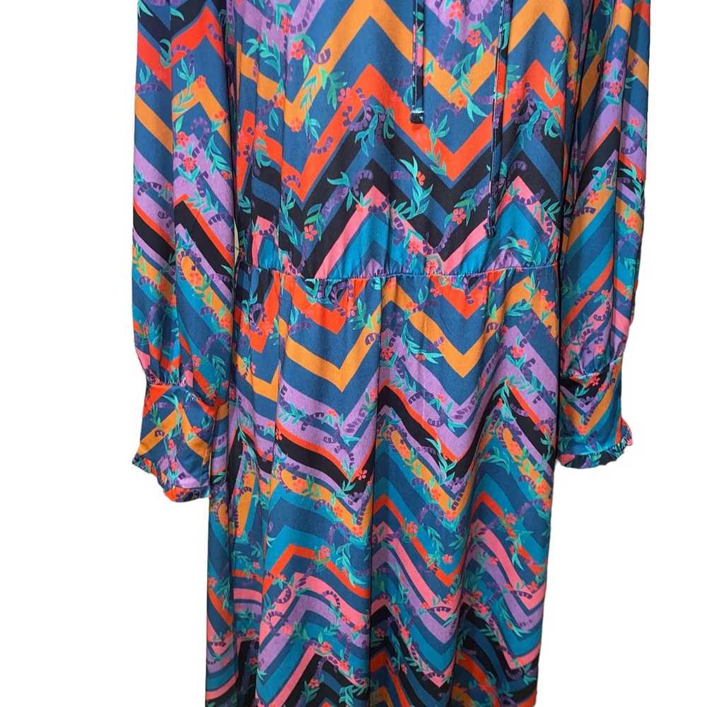 Eloquii Multicolor Chevron Print Tie Neck Long Sl… - image 2