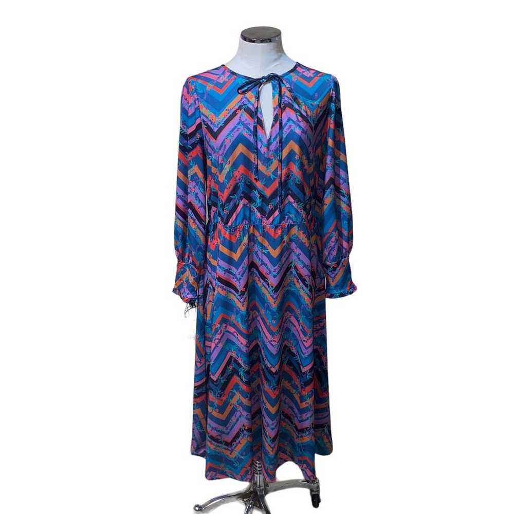 Eloquii Multicolor Chevron Print Tie Neck Long Sl… - image 3