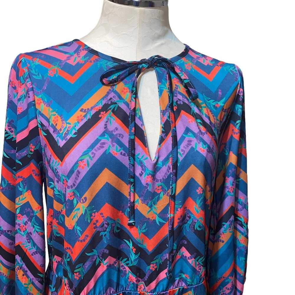 Eloquii Multicolor Chevron Print Tie Neck Long Sl… - image 5