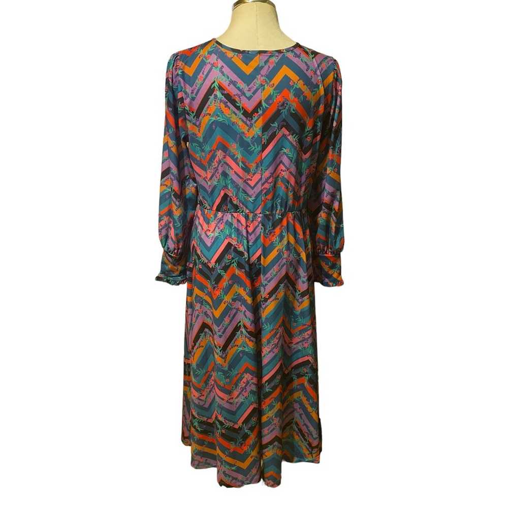 Eloquii Multicolor Chevron Print Tie Neck Long Sl… - image 6