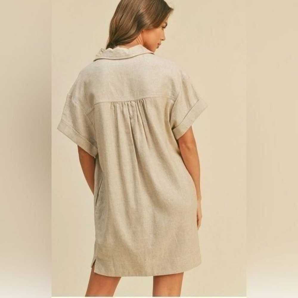 MIOU MUSE BUTTON-DOWN SHIRT DRESS | OATMEAL | Siz… - image 3