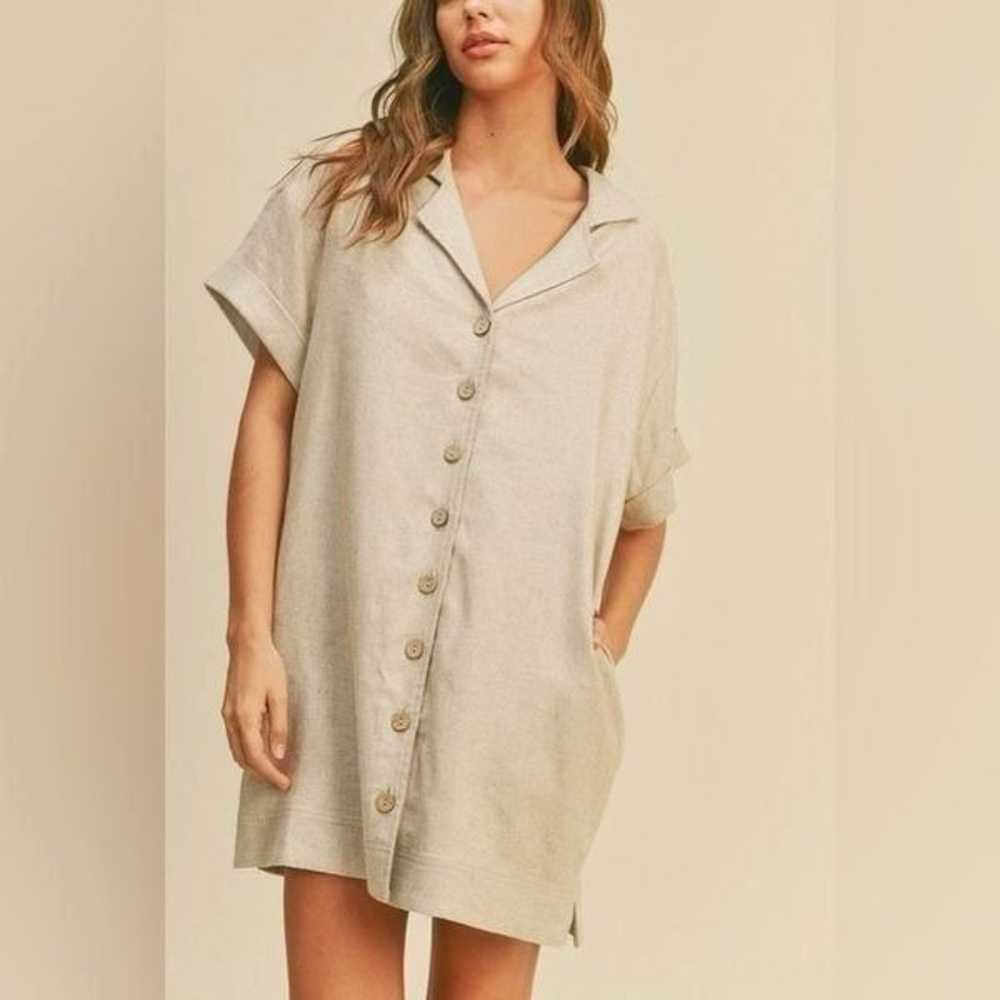 MIOU MUSE BUTTON-DOWN SHIRT DRESS | OATMEAL | Siz… - image 4