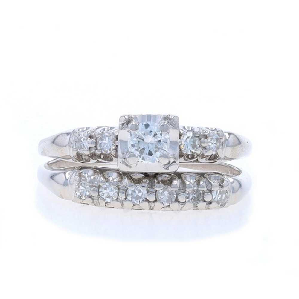 White Gold Diamond Vintage Engagement Ring Weddin… - image 1