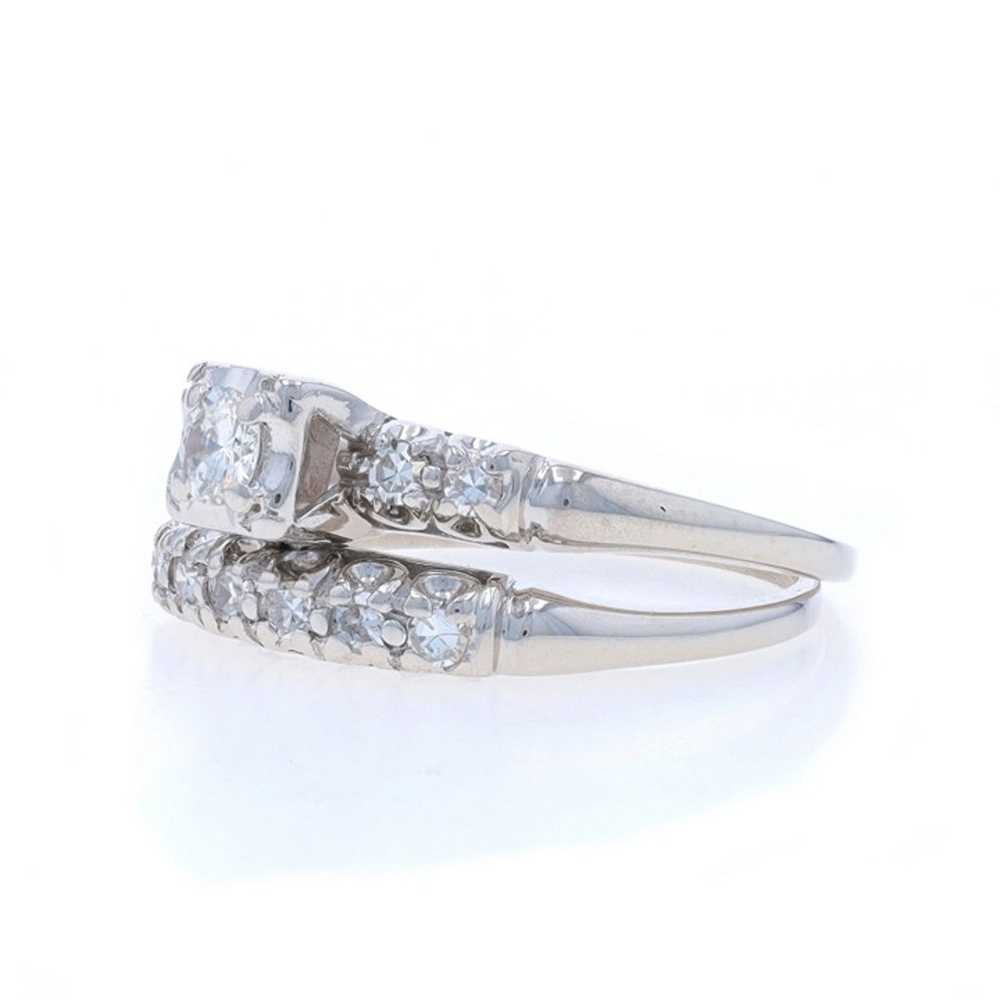 White Gold Diamond Vintage Engagement Ring Weddin… - image 4