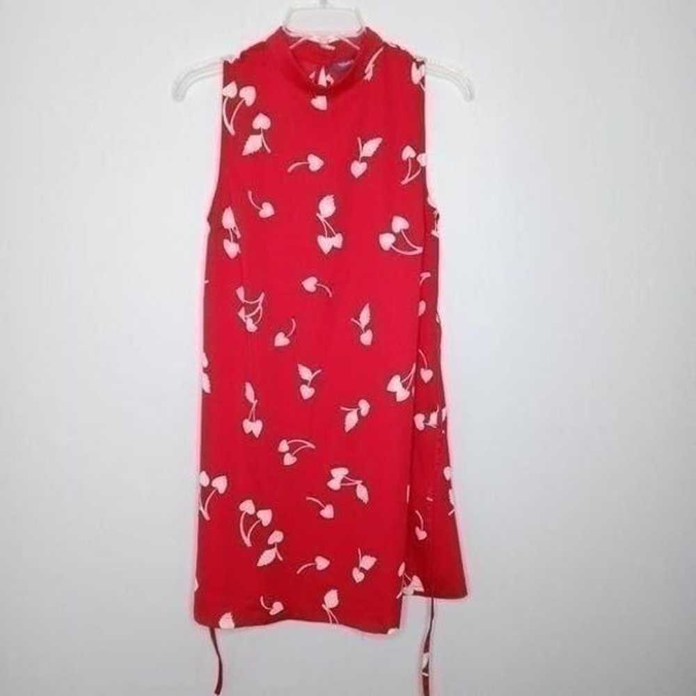 Modcloth Cherry Heart High Neck Dress Size Medium - image 2