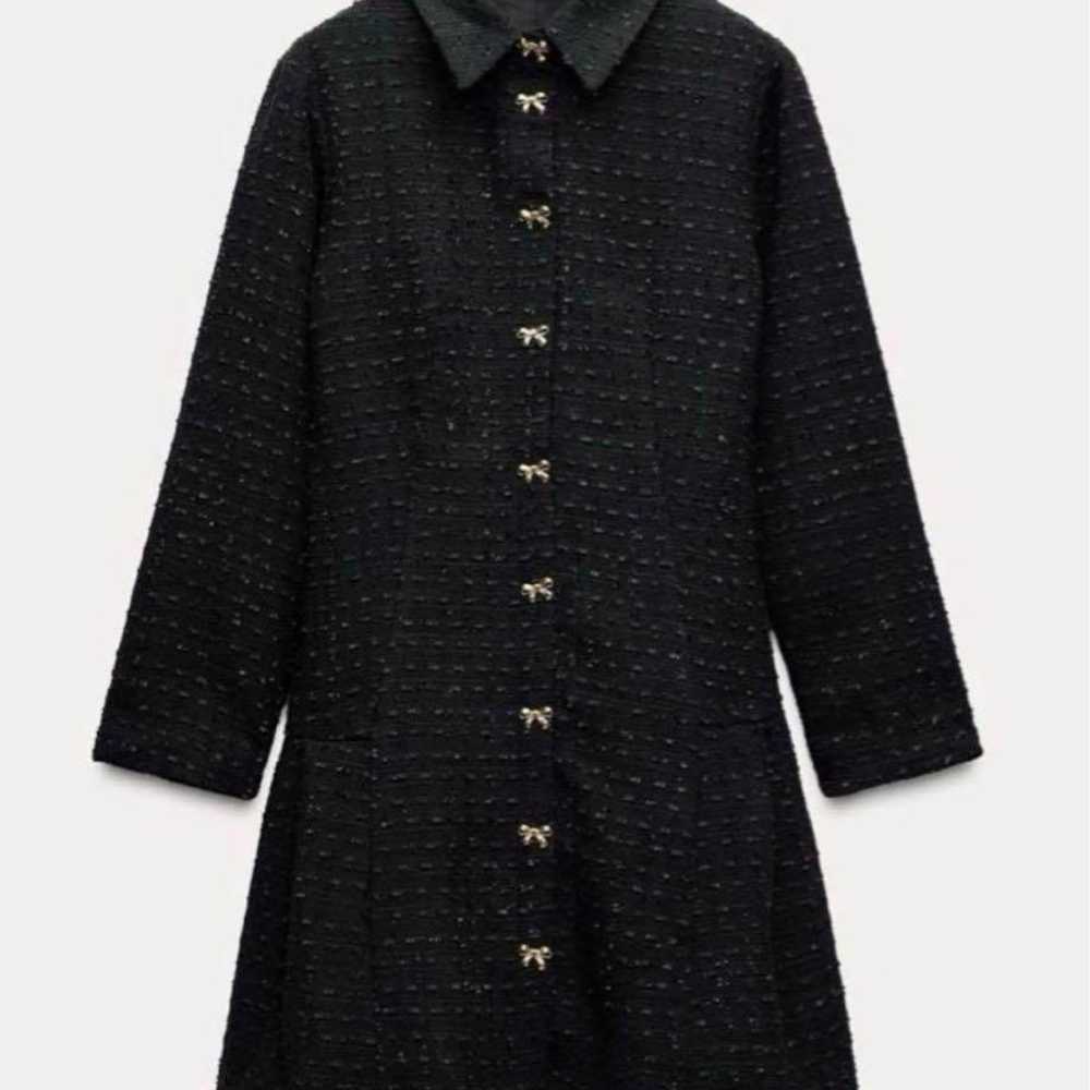 ZARA Gold Ribbon Tweed Jacket Dress - image 1