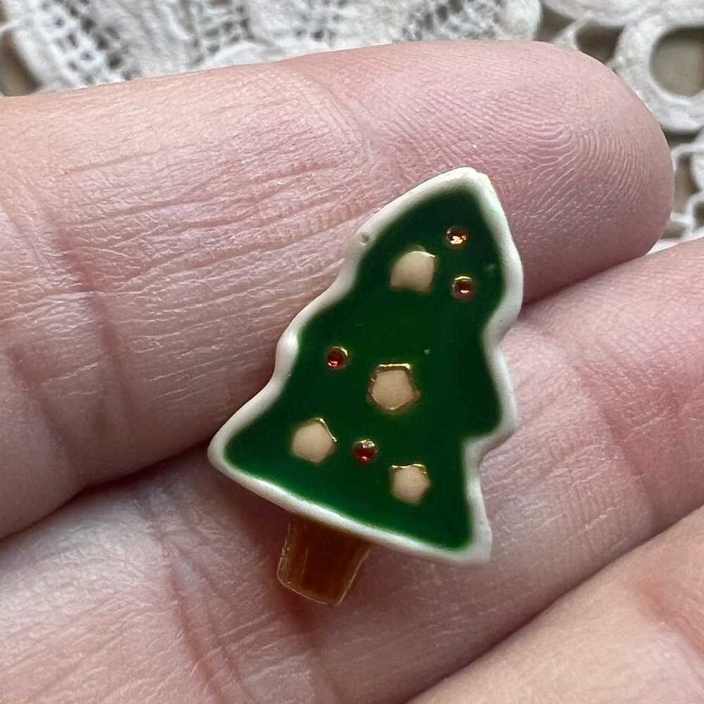 Vintage Enameled Christmas Tree EARRINGS Holiday … - image 4