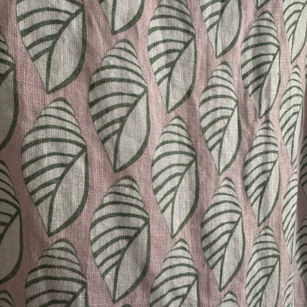 HIHO | Pink and Green Shell Print 100% Linen Ginn… - image 3