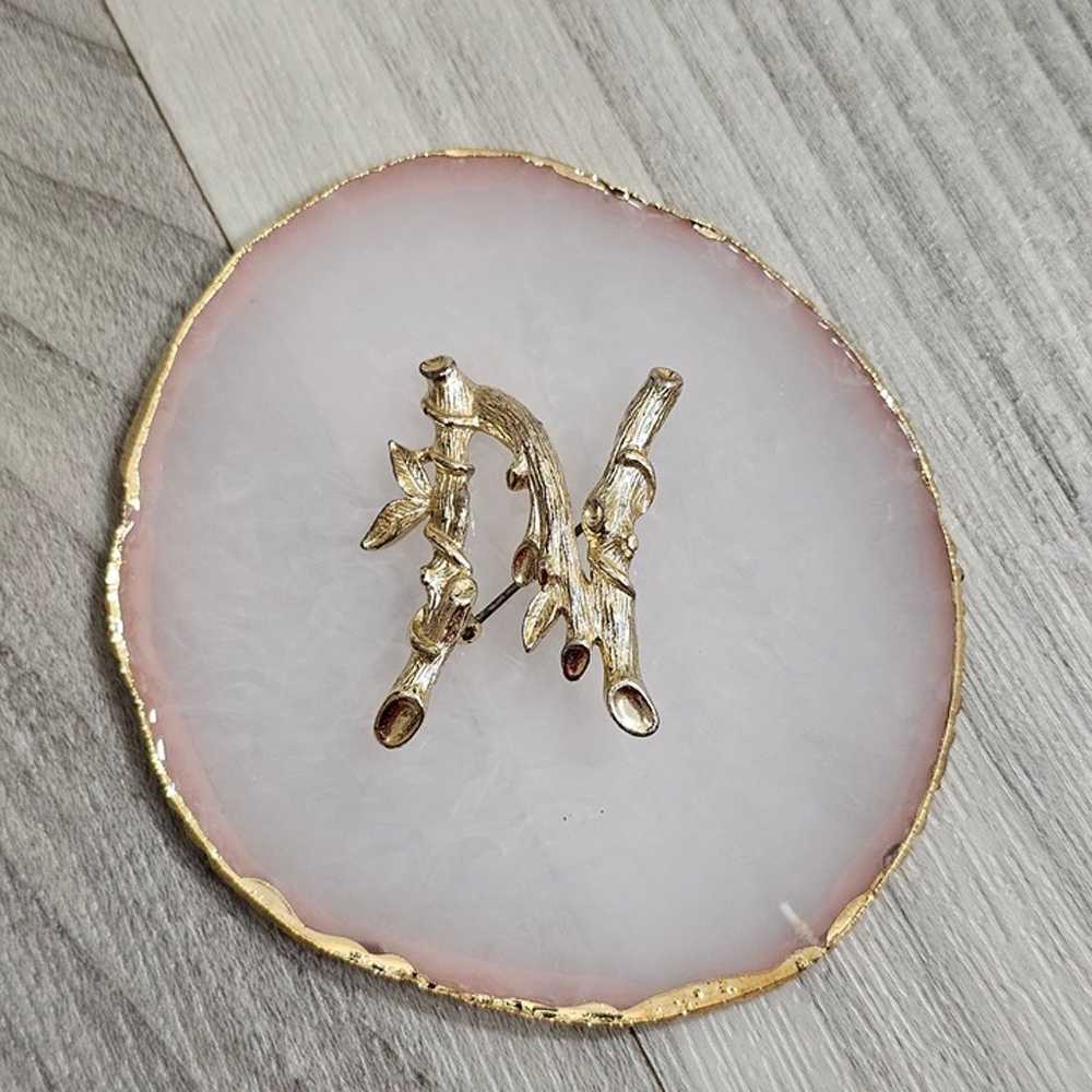 Vintage Sarah Coventry Initial N Pin Brooch Gold … - image 3