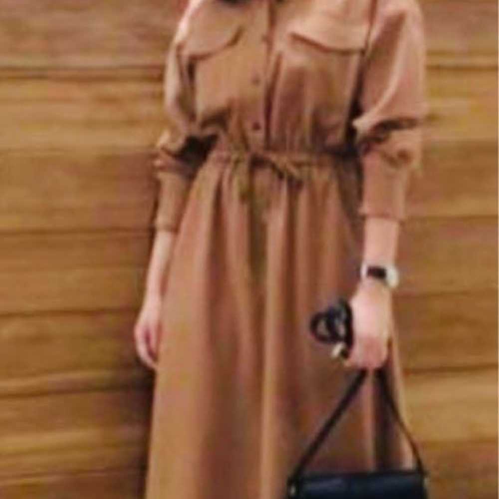 Banyard Storm Brown Long Shirt Dress Long Sleeve … - image 7