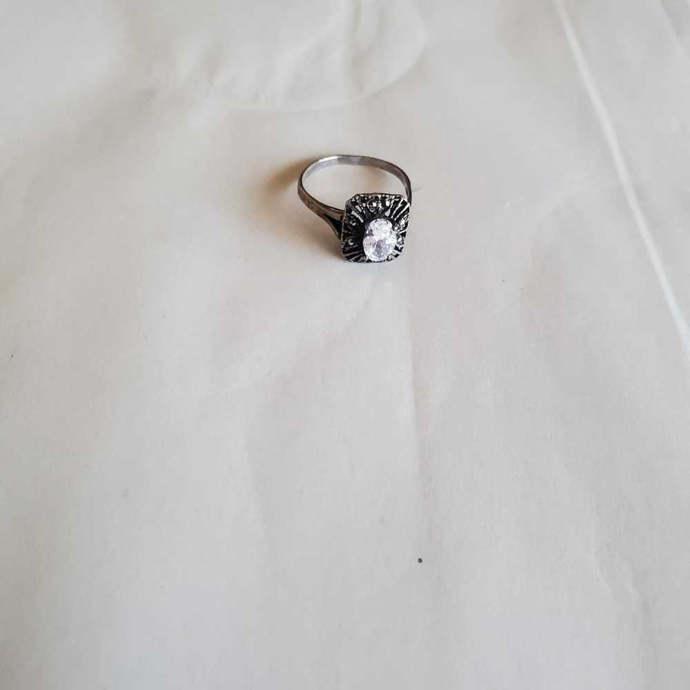 Vintage Silver Tone Faux Diamond Ring - image 11