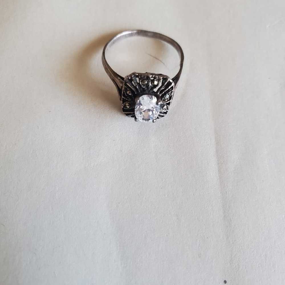 Vintage Silver Tone Faux Diamond Ring - image 1