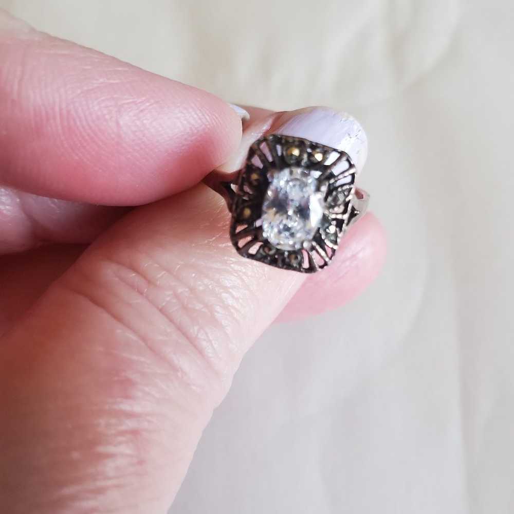 Vintage Silver Tone Faux Diamond Ring - image 3