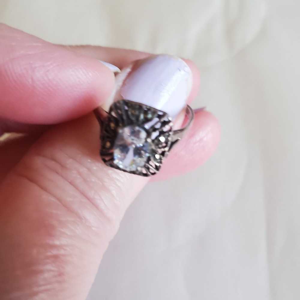 Vintage Silver Tone Faux Diamond Ring - image 4