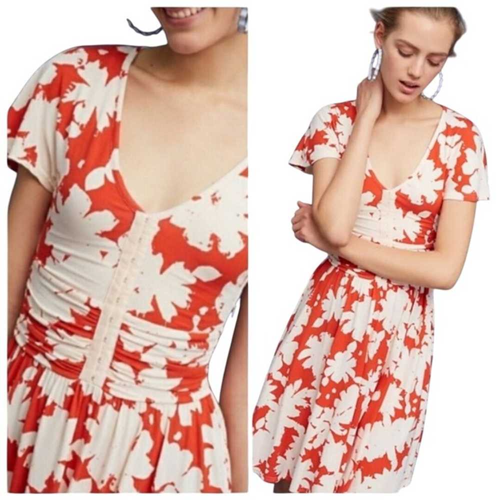 Anthropologie Maeve Summer Breeze Dress Midi Oran… - image 1