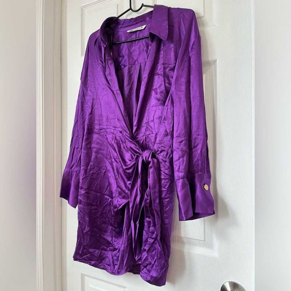 Zara purple satin effect wrap dress size XXL - image 12