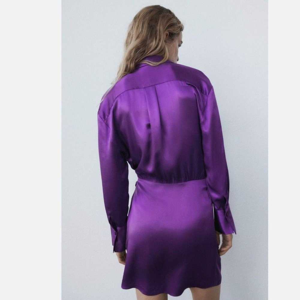 Zara purple satin effect wrap dress size XXL - image 3