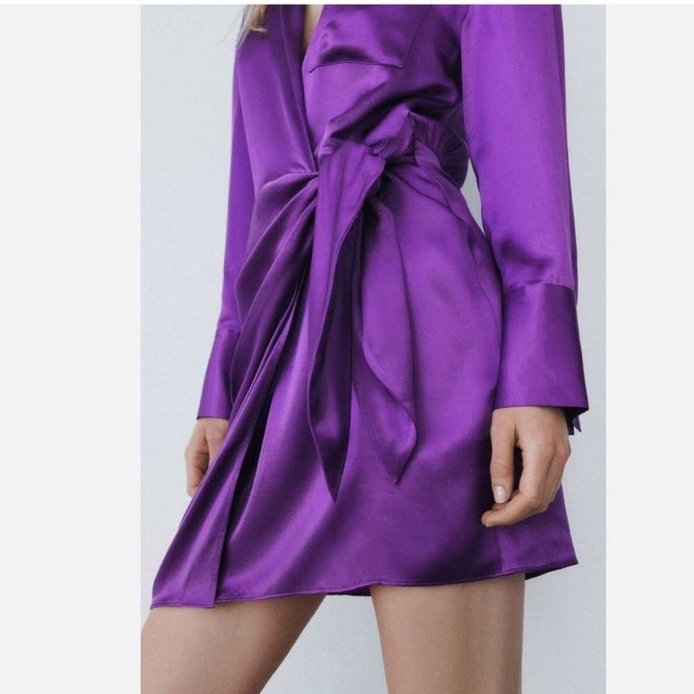 Zara purple satin effect wrap dress size XXL - image 4