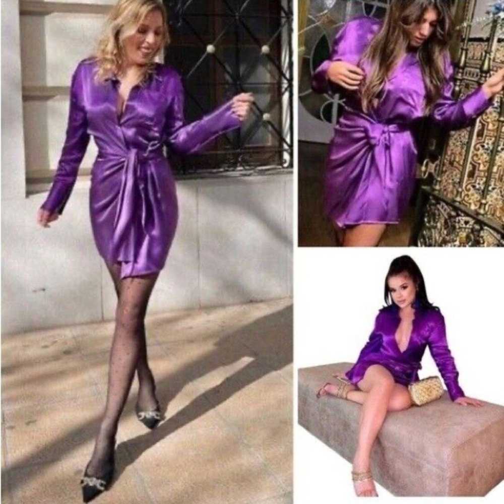 Zara purple satin effect wrap dress size XXL - image 6