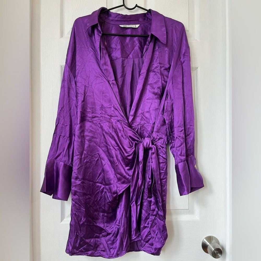 Zara purple satin effect wrap dress size XXL - image 8