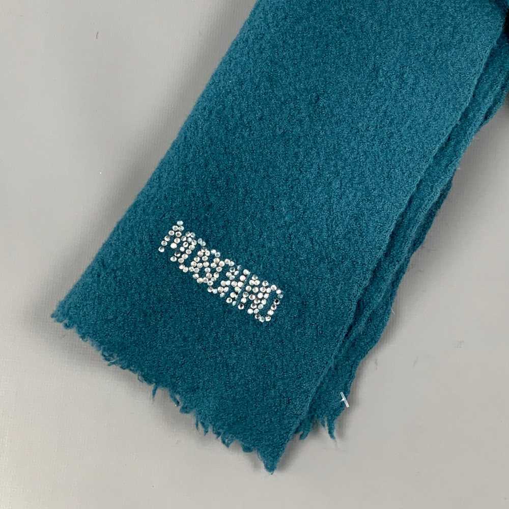 Moschino MOSCHINO Teal Textured Lana Wool Scarf - image 2