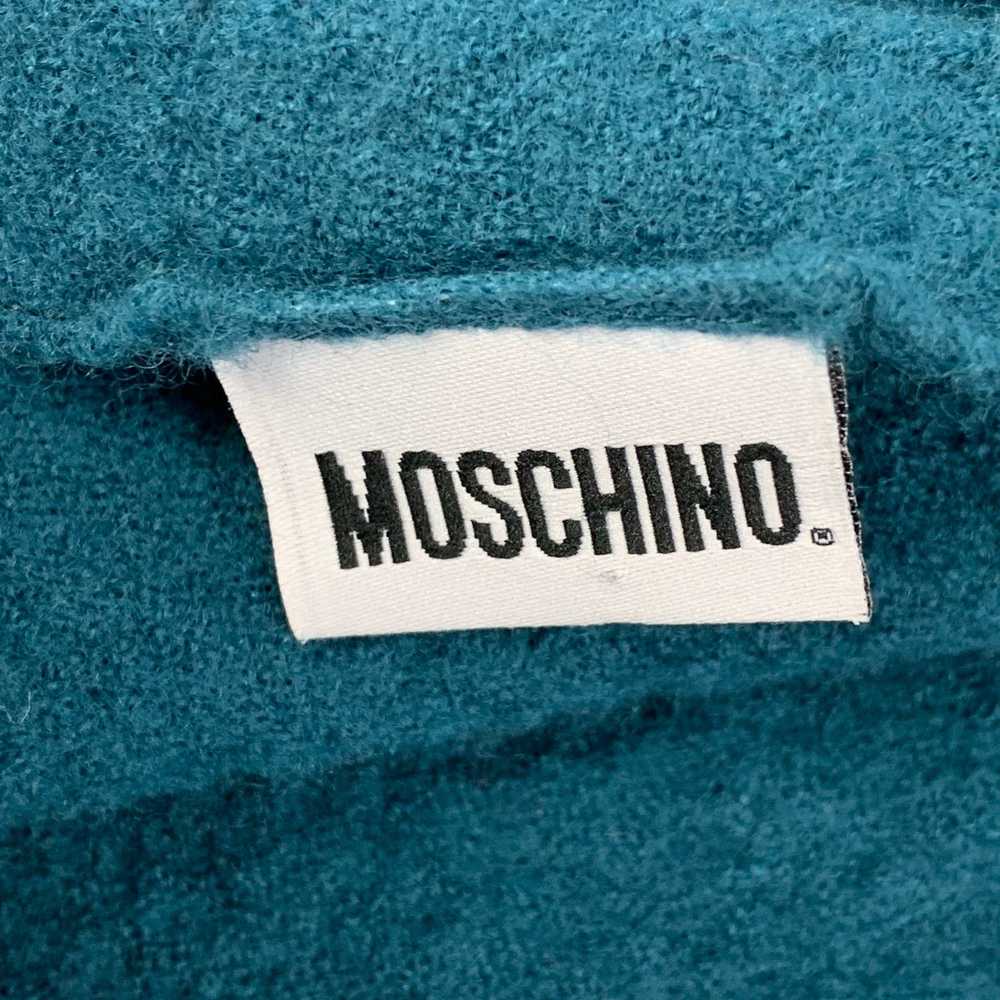 Moschino MOSCHINO Teal Textured Lana Wool Scarf - image 4