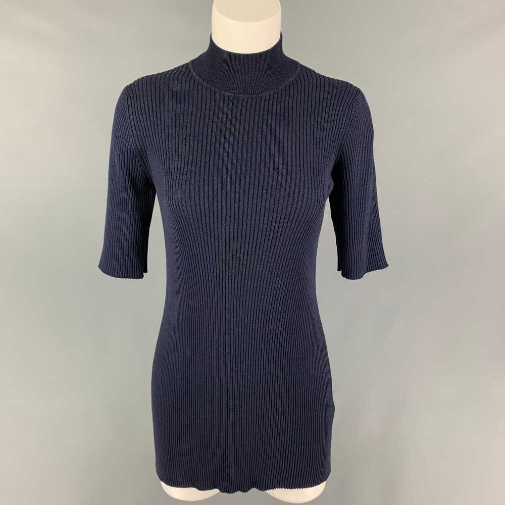 The Row THE ROW Size S Navy Silk Cotton Ribbed Sh… - image 1